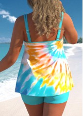 Cyan plus size,Tie Dye plus size,ROTITA Plus Size Tie Dye Print Cyan Tankini Set