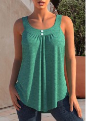 ROTITA Decorative Button Turquoise Wide Strap Tank Top