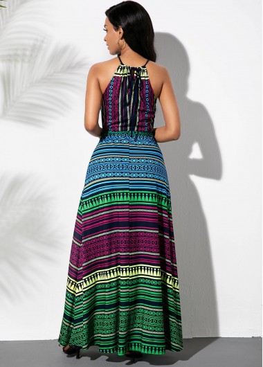 Multi Color dresses,Striped dresses,ROTITA Bowknot Sash Multicolor Striped Dress