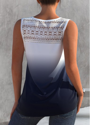 Multi Color tops,Striped tops,ROTITA Lace Stitching American Flag Print Color Block Tank Top