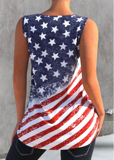 Galaxy tops,ROTITA American Flag Print Color Block Tank Top