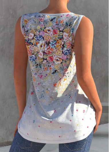 Multi Color tops,Ditsy Floral tops,ROTITA Ombre Floral Print Multi Color Tank Top