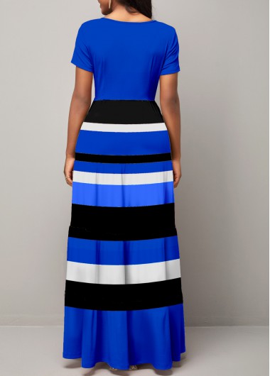 Royal Blue dresses,Striped dresses,ROTITA Royal Blue Short Sleeve Striped Dress