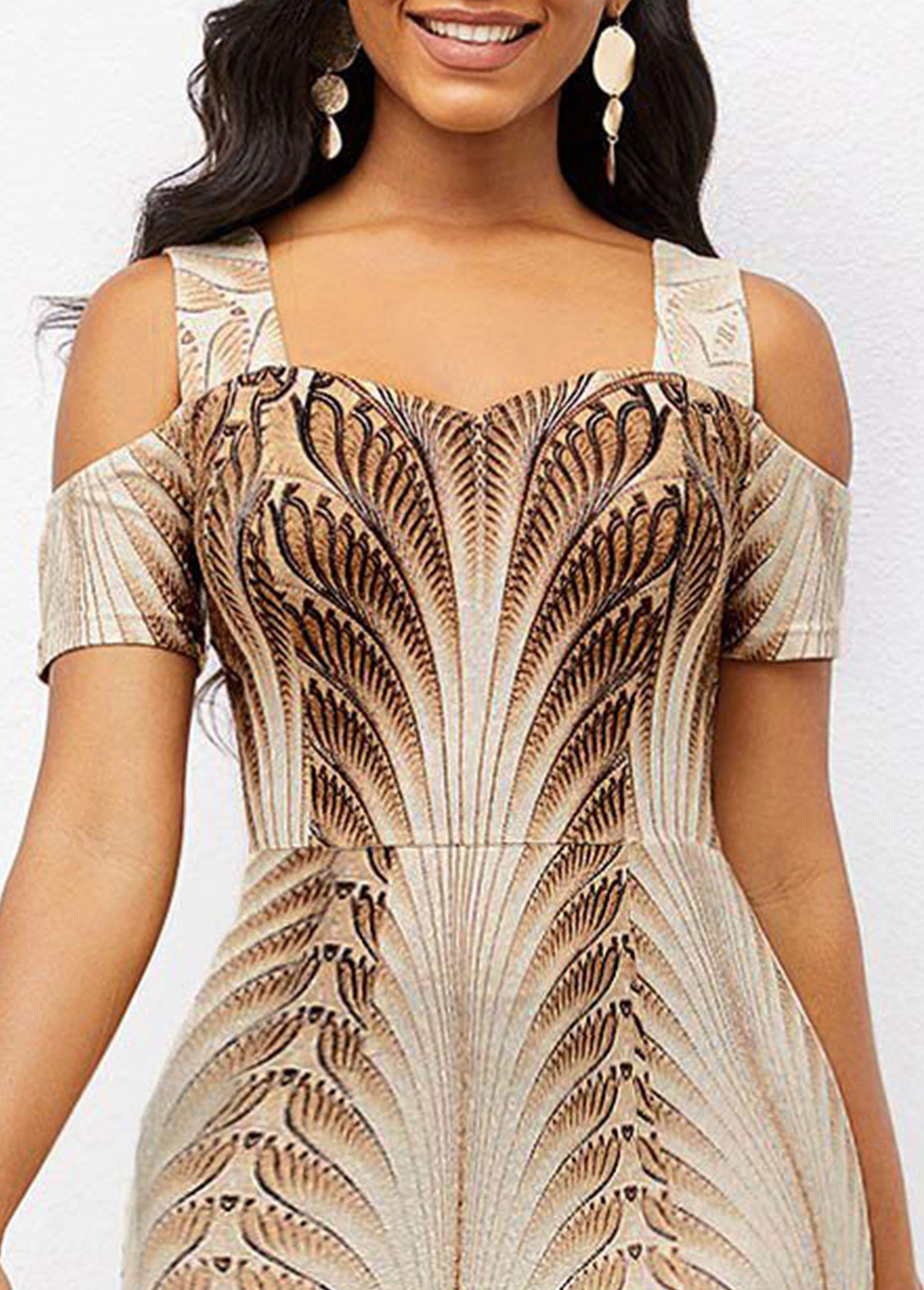 Multi Color dresses,Tribal dresses,ROTITA Foil Print Side Slit Texture Knitted Dress