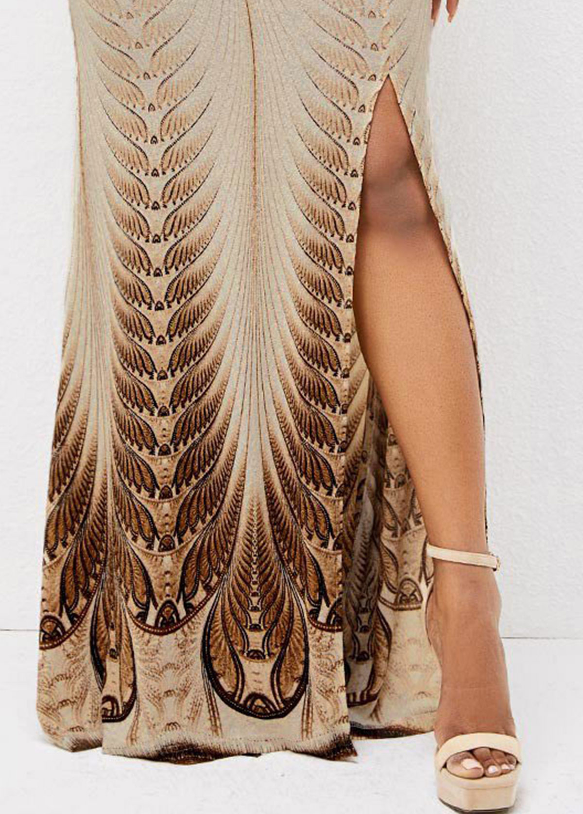 Multi Color dresses,Tribal dresses,ROTITA Foil Print Side Slit Texture Knitted Dress