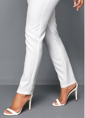 White jumpsuits & rompers,Plain Color jumpsuits & rompers,ROTITA V Neck Sleeveless White Peplum Jumpsuit