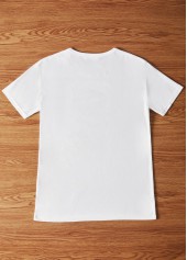 White tops,Flag tops,American Flag Print White Round Neck T Shirt