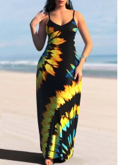 ROTITA Multi Color Spaghetti Strap Tie Dye Print Dress