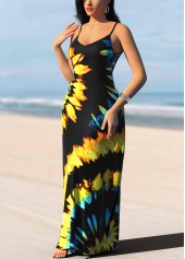 Multi Color dresses,Tie Dye dresses,ROTITA Multi Color Spaghetti Strap Tie Dye Print Dress