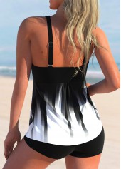 White swimwear,Ombre swimwear,ROTITA Cross Strap Ombre White Tankini Top
