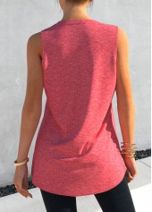 Pink tops,Plain Color tops,ROTITA Pink Lace Stitching Button Up Tank Top