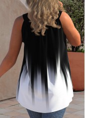 Black plus size,Ombre plus size,ROTITA Ombre Decorative Button Plus Size Black Tank Top
