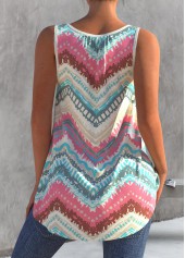 Geometric tops,ROTITA Color Block Chevron Print Wide Strap Tank Top