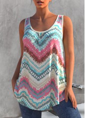 Geometric tops,ROTITA Color Block Chevron Print Wide Strap Tank Top