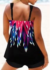 Hot Pink swimwear,Dazzle Colorful swimwear,ROTITA Wide Strap Rose Red Radial Print Tankini Top