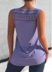 Dusty Purple tops,Plain Color tops,ROTITA Cross Strap Dusty Purple Lace Stitching Tank Top