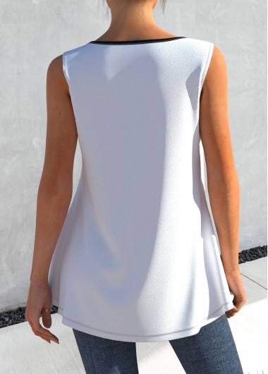 Multi Color tops,Floral tops,ROTITA Color Block Floral Print Faux Two Piece Tank Top