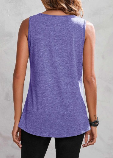 Light Purple tops,Contrast Color tops,Dusty Purple Wide Strap Contrast Tank Top