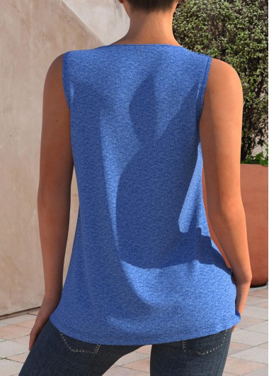Royal Blue tops,Plain Color tops,ROTITA Royal Blue Lace Stitching Crinkle Chest Tank Top