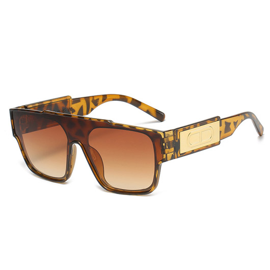Leopard Brown Square Frame PC Sunglasses