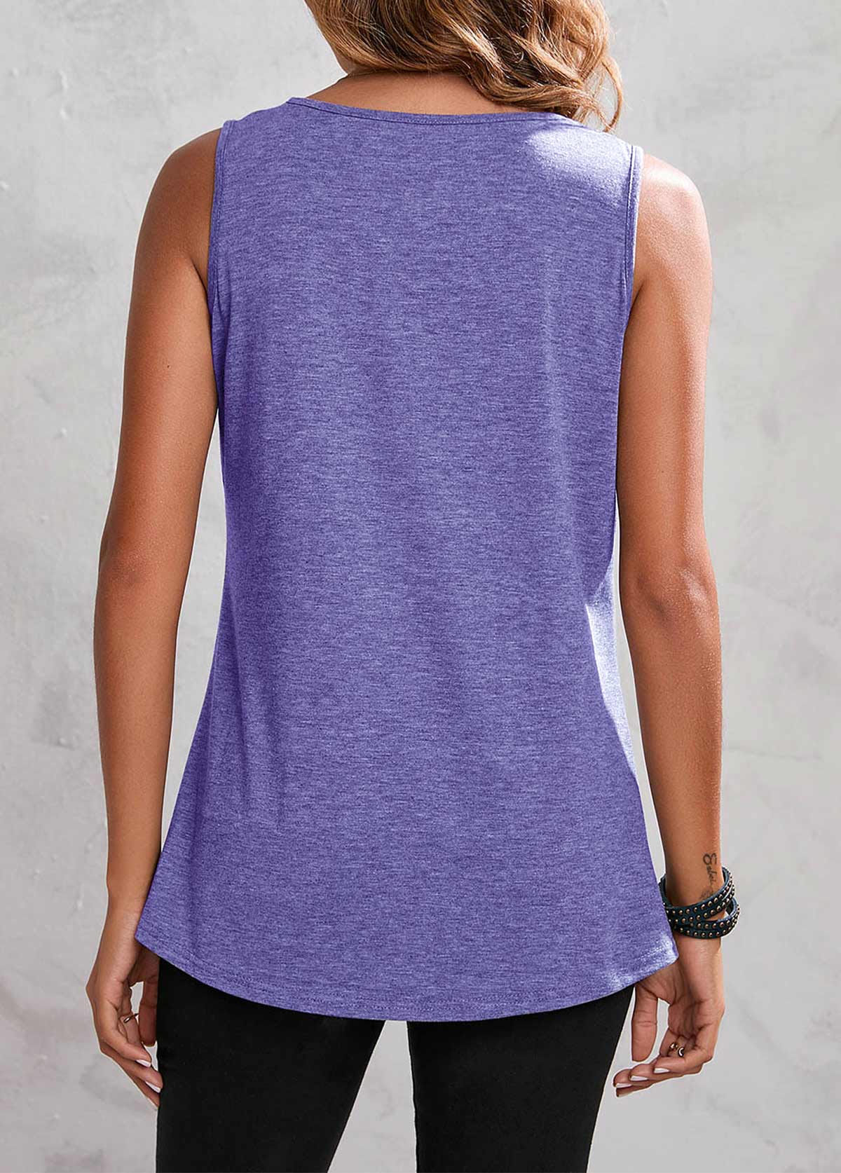 Light Purple tops,Contrast Color tops,Dusty Purple Wide Strap Contrast Tank Top