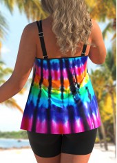 Rainbow Color plus size,Tie Dye plus size,ROTITA Plus Size Tie Dye Print Tankini Top