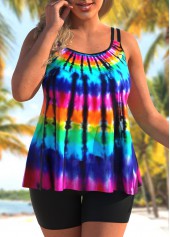 Plus Size Tie Dye Print Tankini Set