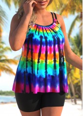 Rainbow Color plus size,Tie Dye plus size,ROTITA Plus Size Tie Dye Print Tankini Top
