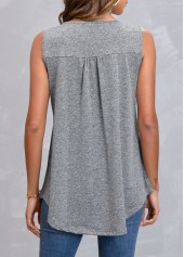 Plain Color tops,ROTITA Grey Marl Lace Stitching Tank Top