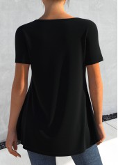 Black tops,Contrast Color tops,ROTITA Cross Strap Black Contrast T Shirt