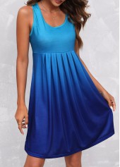 Blue dresses,Ombre dresses,Blue Fold Wide Strap Ombre Dress