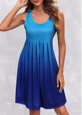 Blue Fold Wide Strap Ombre Dress