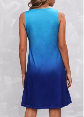 Blue dresses,Ombre dresses,Blue Fold Wide Strap Ombre Dress