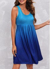Blue dresses,Ombre dresses,Blue Fold Wide Strap Ombre Dress