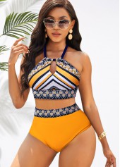 Ginger swimwear,Tribal swimwear,ROTITA Tribal Print Halter Ginger High Waisted Bikini Set