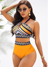 Ginger swimwear,Tribal swimwear,ROTITA Tribal Print Halter Ginger High Waisted Bikini Set