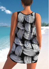 ROTITA Brush Stroke Print Wide Strap Black Tankini Top-No Bottom