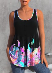 Rotita Regenbogenfarbenes Tanktop mit Paisley-Print und breiten Trägern