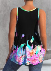 Rainbow Color tops,Paisley tops,ROTITA Rainbow Color Paisley Print Wide Strap Tank Top