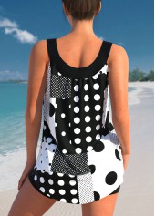 Rotita-Tankini-Oberteil mit geometrischem Print und Punkten in Schwarz-Kein Boden