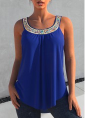 ROTITA Hot Drilling Royal Blue Wide Strap Tank Top