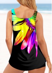 Multi Color swimwear,Floral swimwear,ROTITA Wide Strap Sunflower Print Tankini Top