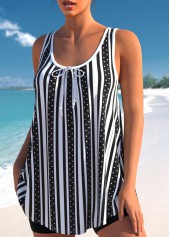 Rotita Tankini-Top in Schwarz mit Schleife und Streifenmuster-Kein Boden