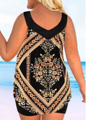 Gold plus size,Plants plus size,ROTITA Plus Size Gold Floral Print Tankini Top