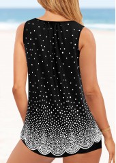 Black swimwear,Ombre swimwear,ROTITA Polka Dot Wide Strap Black Tankini Top