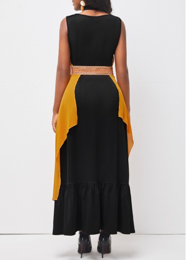 Ginger dresses,Plain Color dresses,ROTITA Tie Front Ginger Halter Ruffle Hem Belted Dress