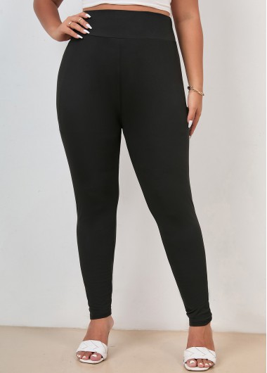 Black plus size,Plain Color plus size,Plus Size High Waisted Skinny Black Legging
