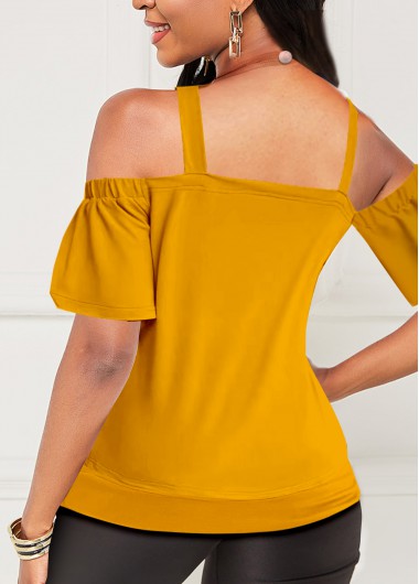 Ginger tops,Plain Color tops,ROTITA Cold Shoulder Cutout Front Ginger T Shirt