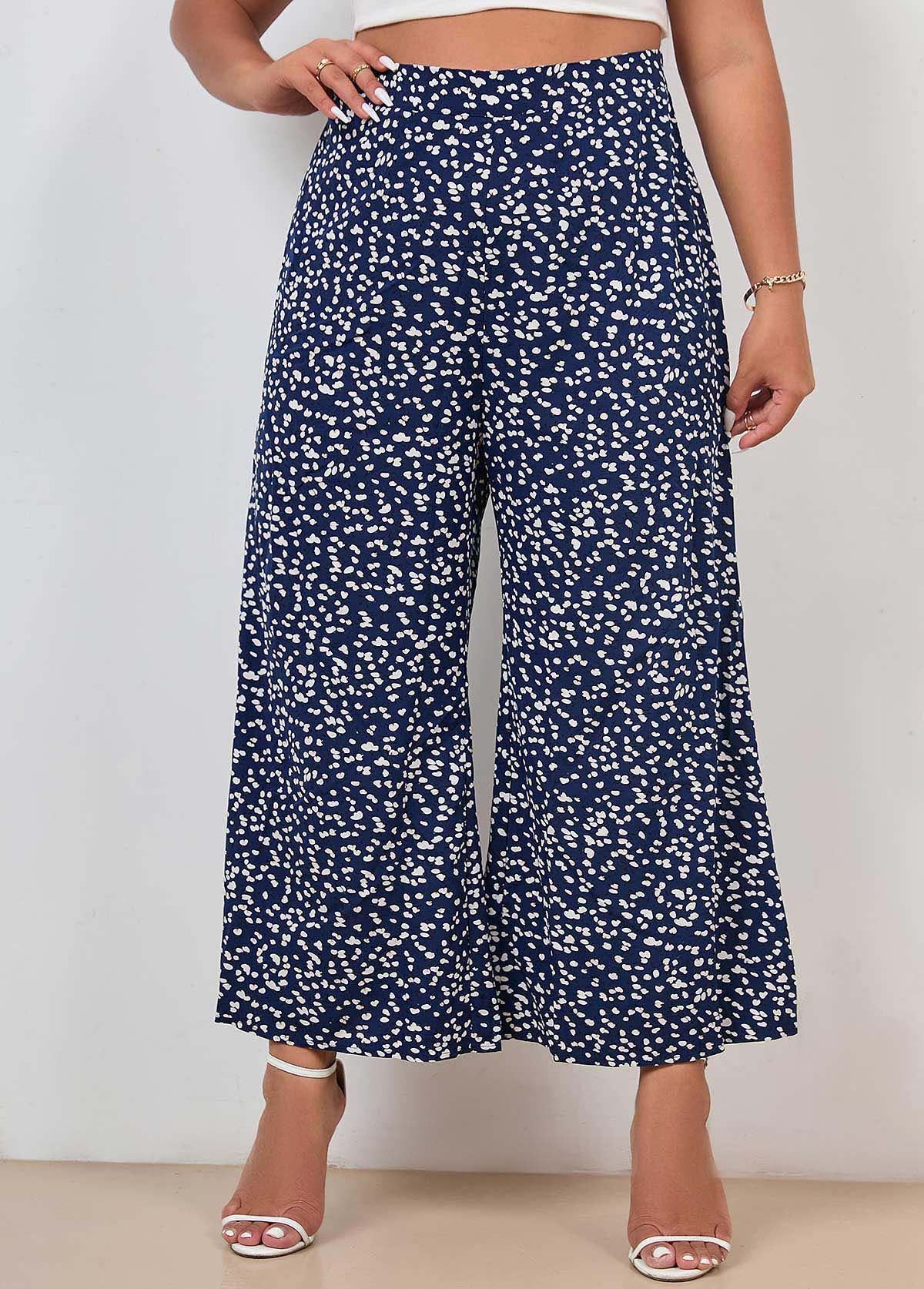Plus Size High Waisted Navy Blue Pants