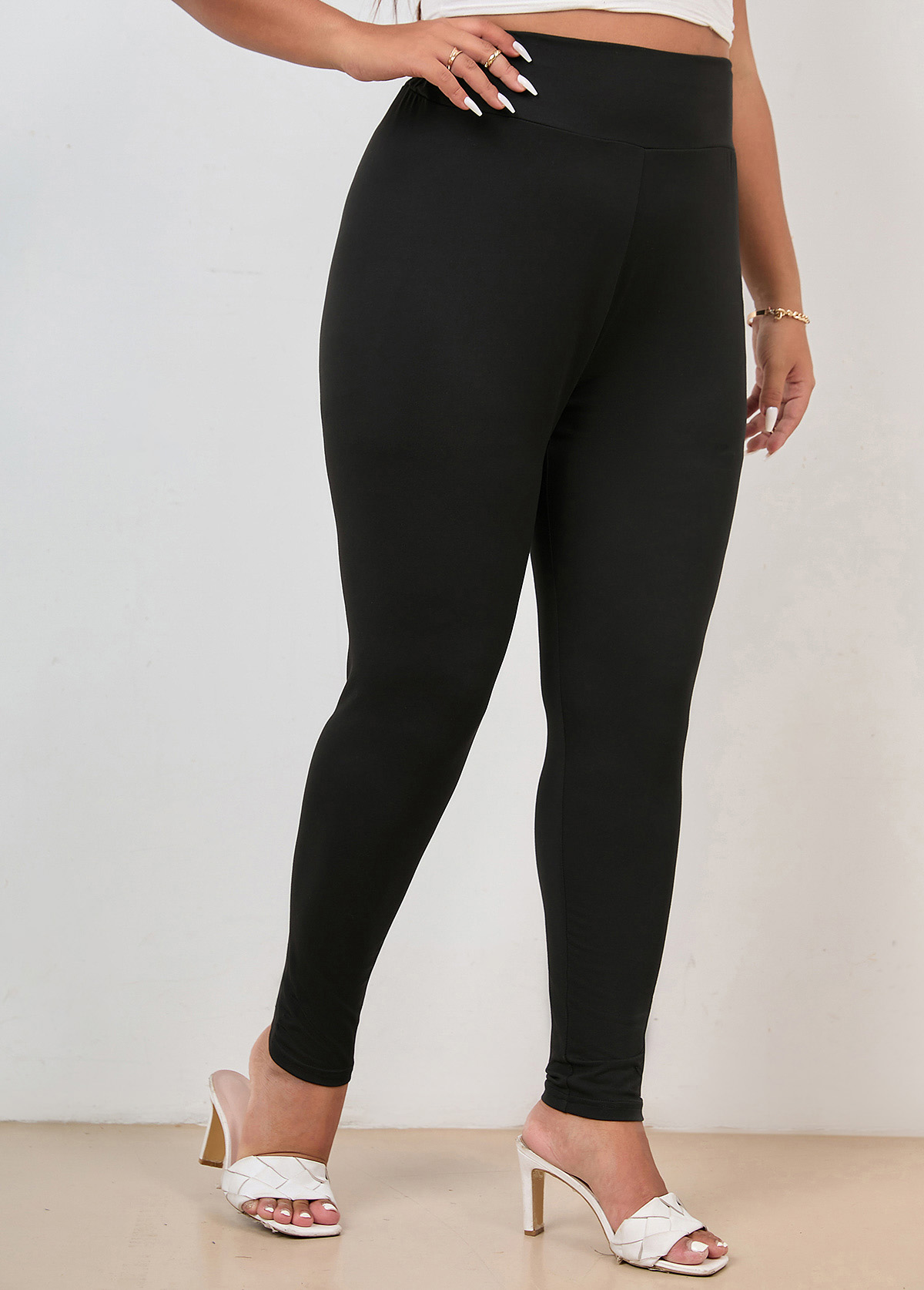 Black plus size,Plain Color plus size,Plus Size High Waisted Skinny Black Legging